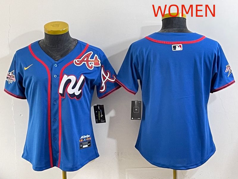 Women 2025 Atlanta Braves Blank Blue All star Nike MLB Jersey style 02->milwaukee brewers->MLB Jersey